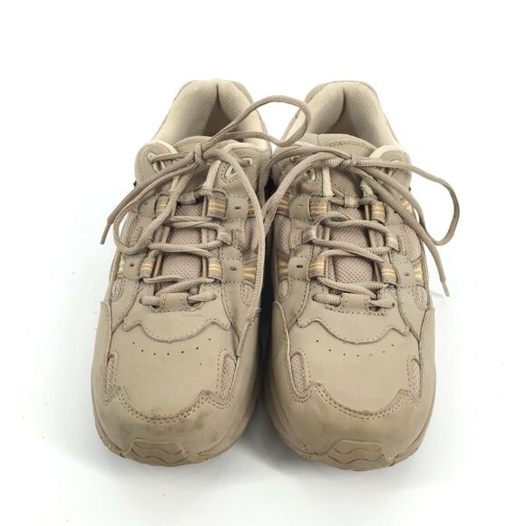 Vionic Walker Lace Up Orthopedic Sneakers 10.5 Light Cream Beige Leather Shoes - Picture 2 of 8